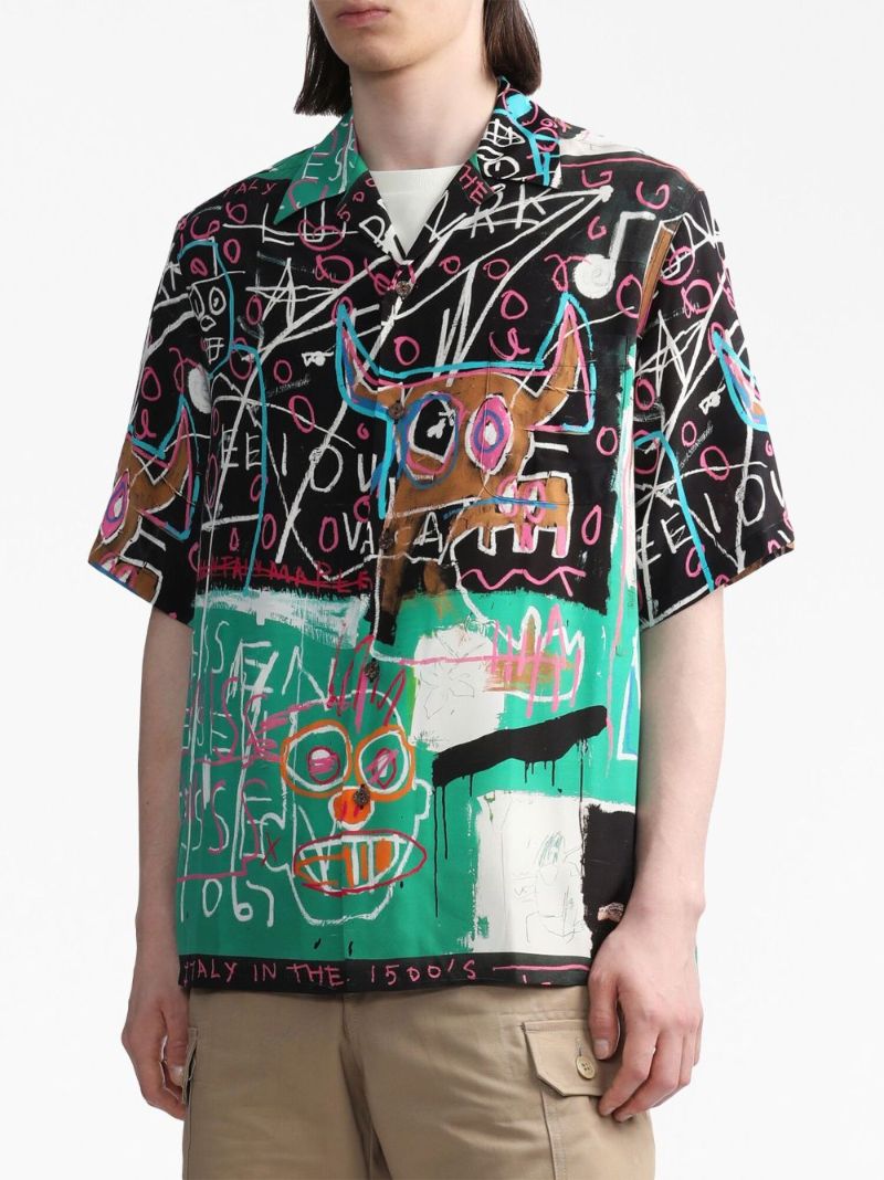 X Jean-michel Basquiat Black Paint-print Shirt