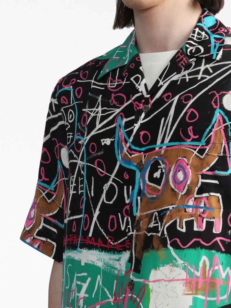X Jean-michel Basquiat Black Paint-print Shirt