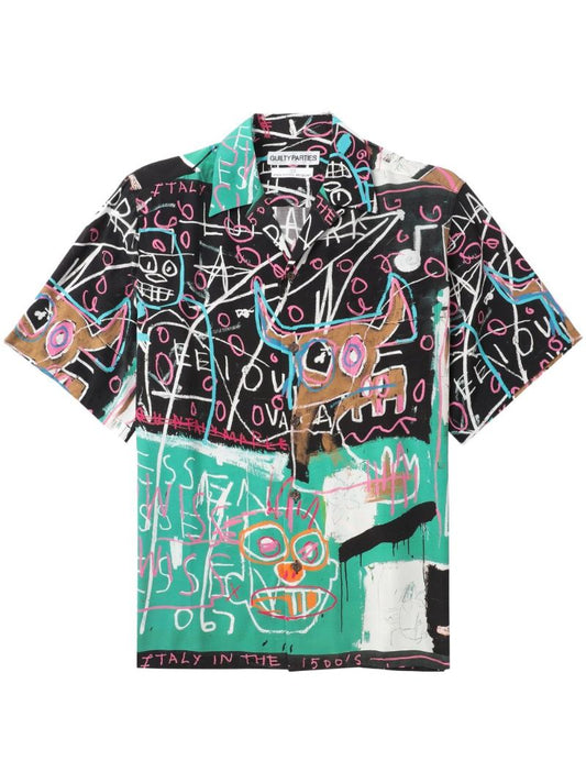 X Jean-michel Basquiat Black Paint-print Shirt