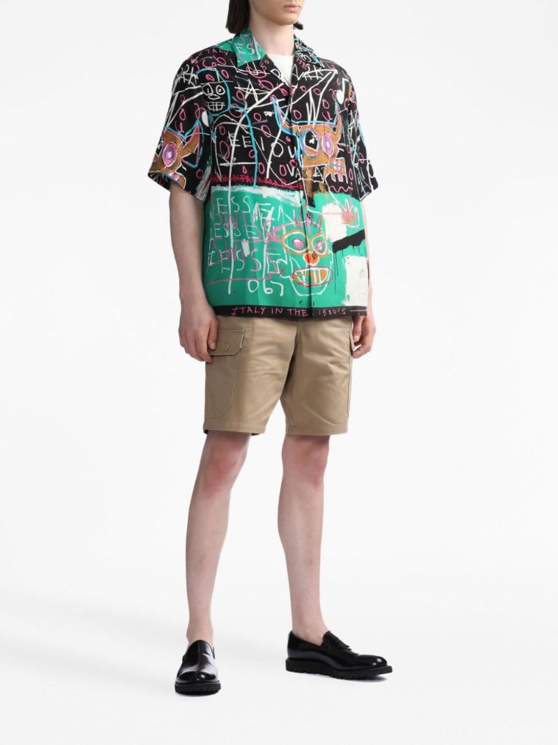 X Jean-michel Basquiat Black Paint-print Shirt