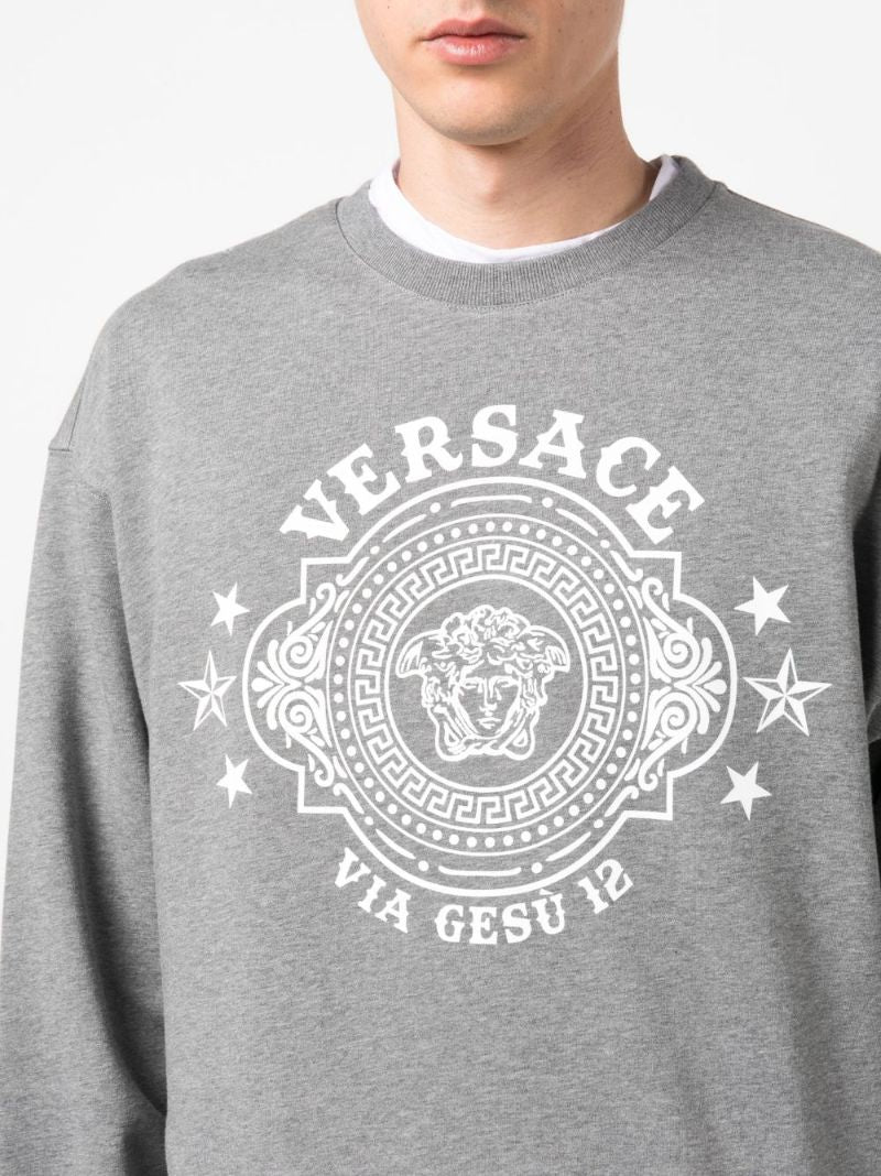 Grey Logo Print Cotton Sweatshirt
