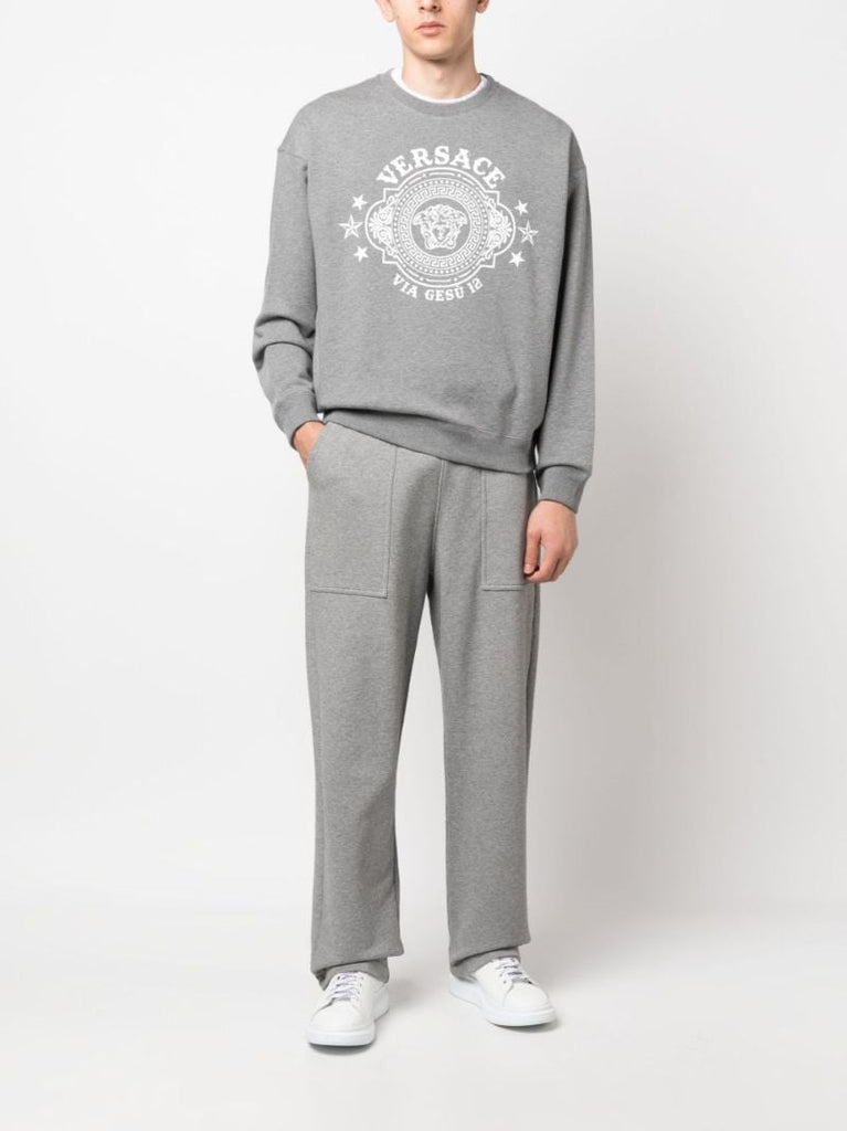 Grey Logo Print Cotton Sweatshirt