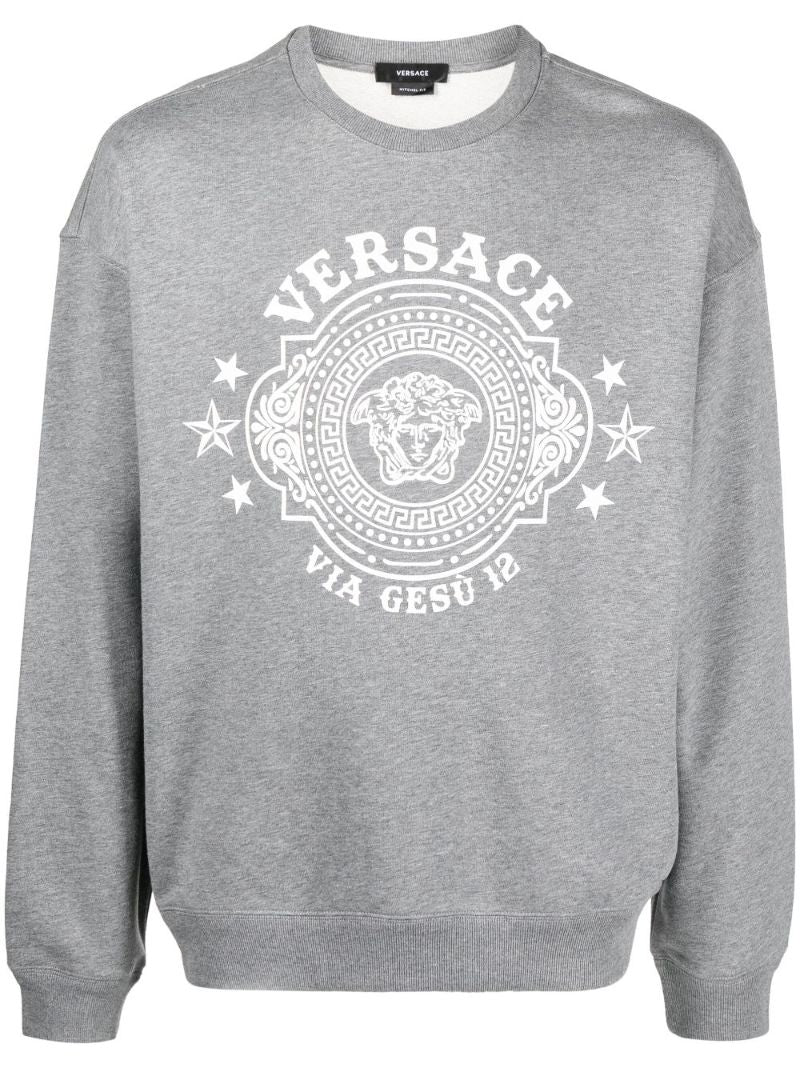 Grey Logo Print Cotton Sweatshirt