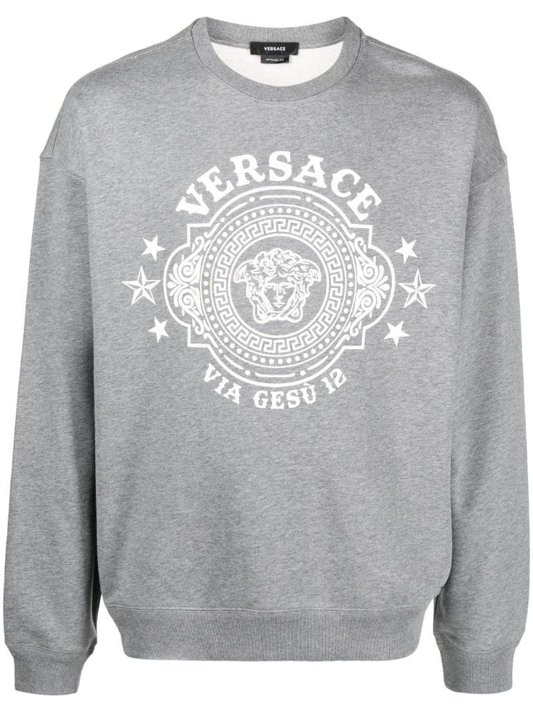 Grey Logo Print Cotton Sweatshirt