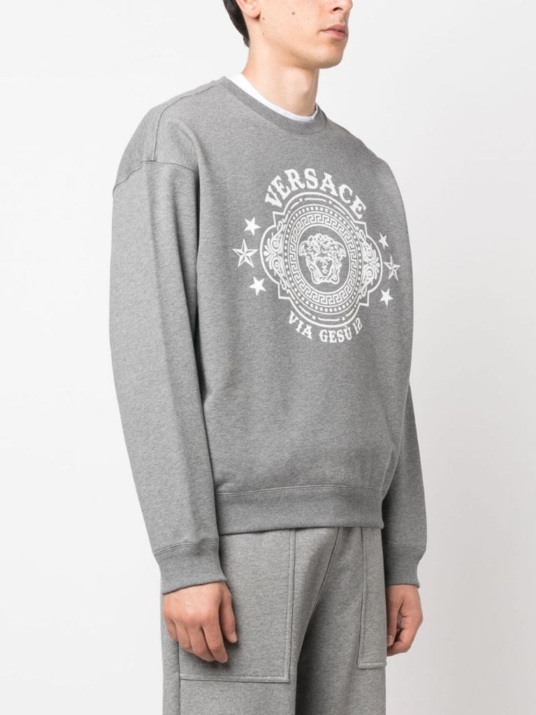 Grey Logo Print Cotton Sweatshirt