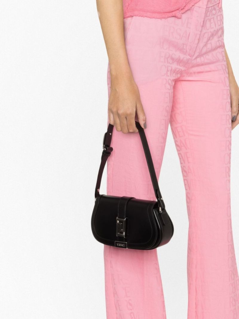 Black Mini Greca Goddess Shoulder Bag
