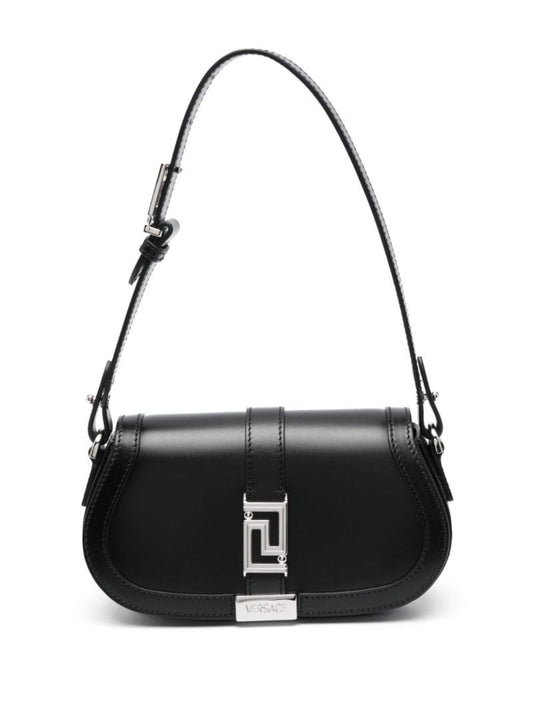 Black Mini Greca Goddess Shoulder Bag