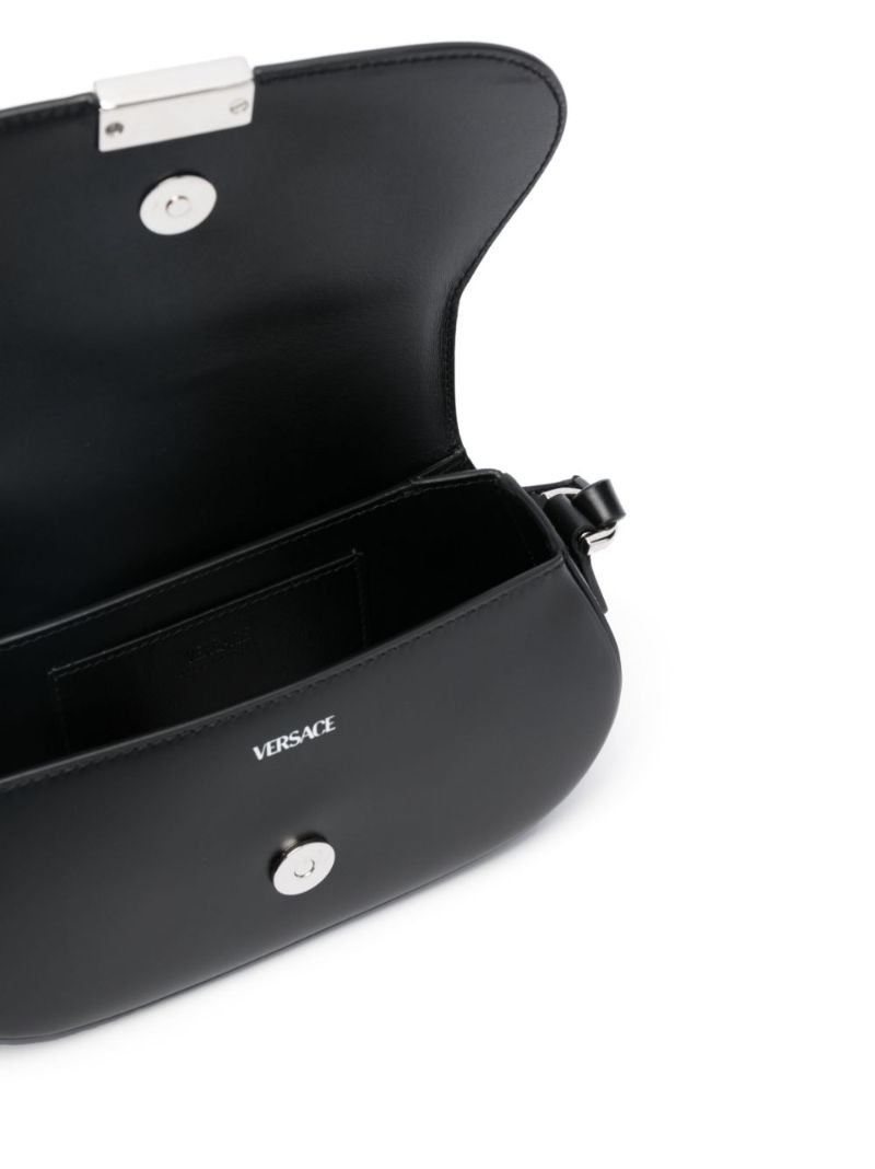 Black Mini Greca Goddess Shoulder Bag