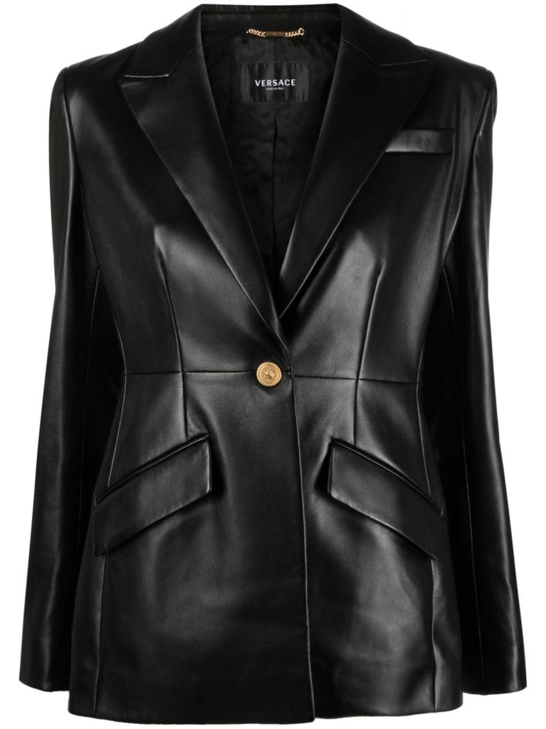 Black Medusa Leather Blazer