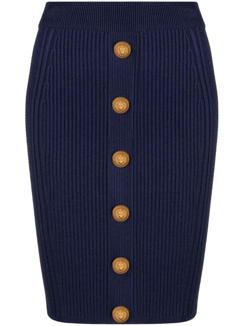 Blue Button Detail Skirt