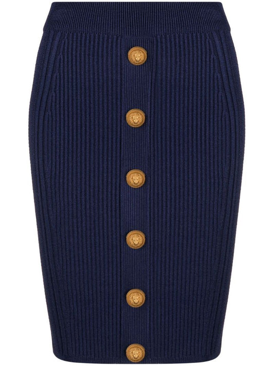 Blue Button Detail Skirt