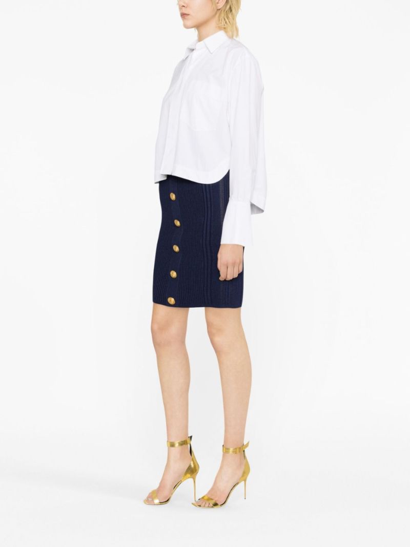 Blue Button Detail Skirt