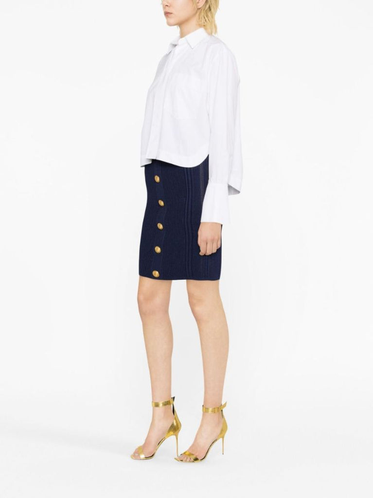 Blue Button Detail Skirt