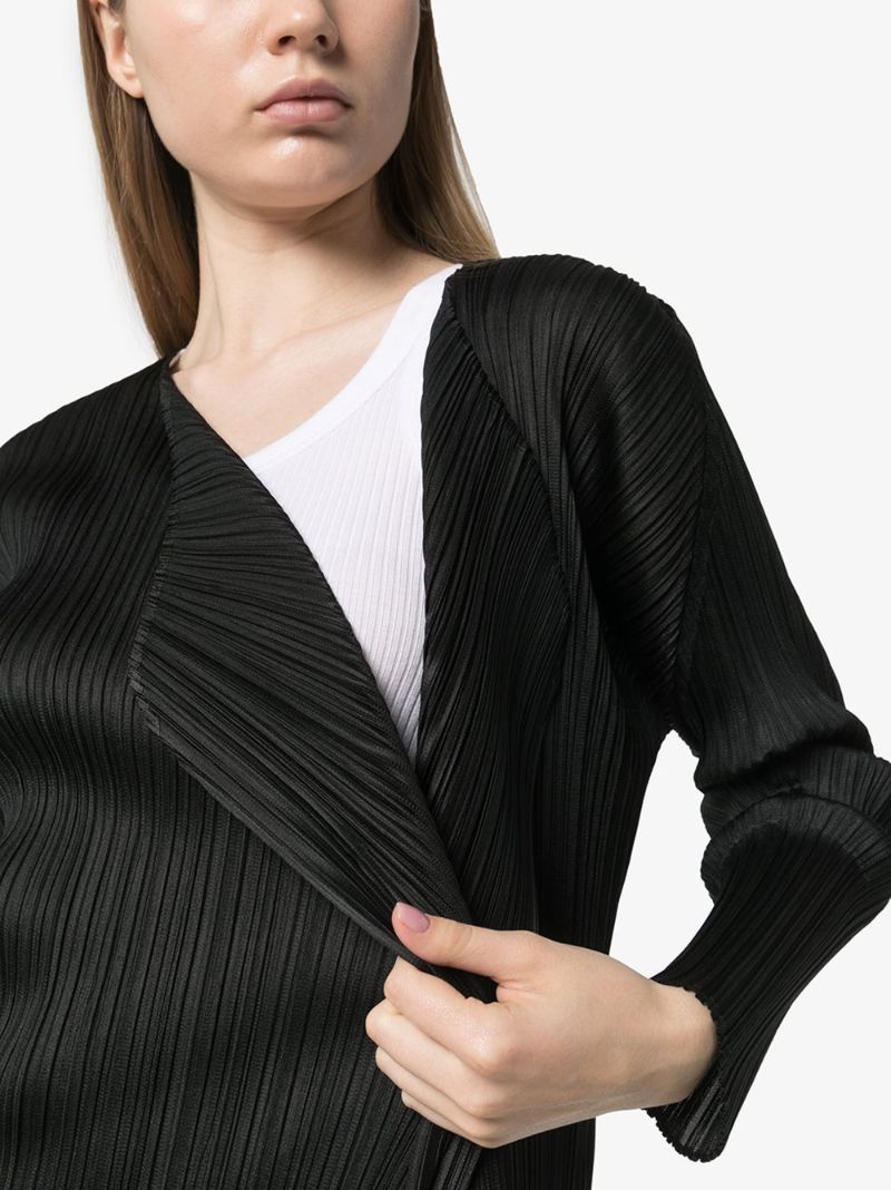 Black Waterfall Collar PlissÃ_x0083_Â© Coat