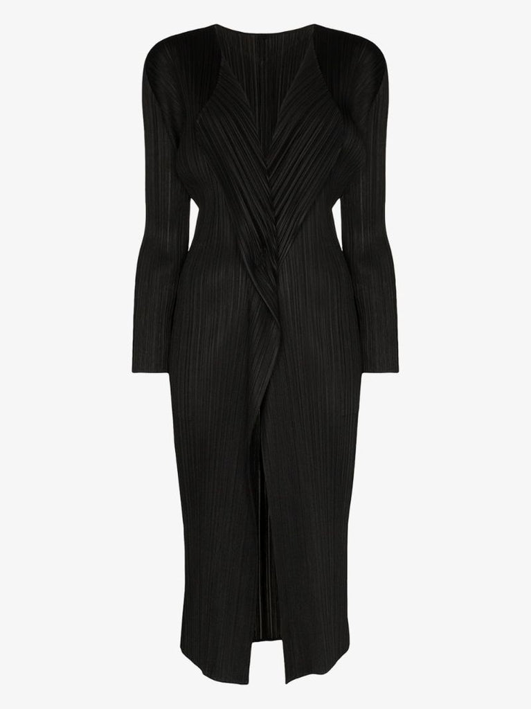 Black Waterfall Collar PlissÃ_x0083_Â© Coat