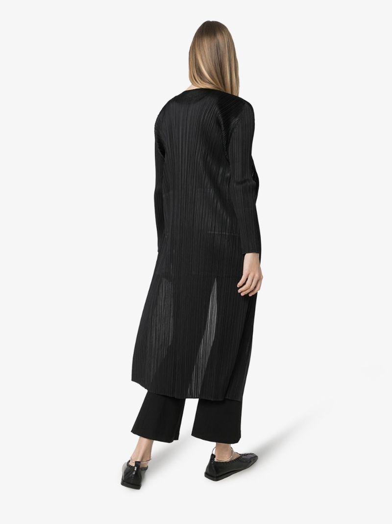 Black Waterfall Collar PlissÃ_x0083_Â© Coat