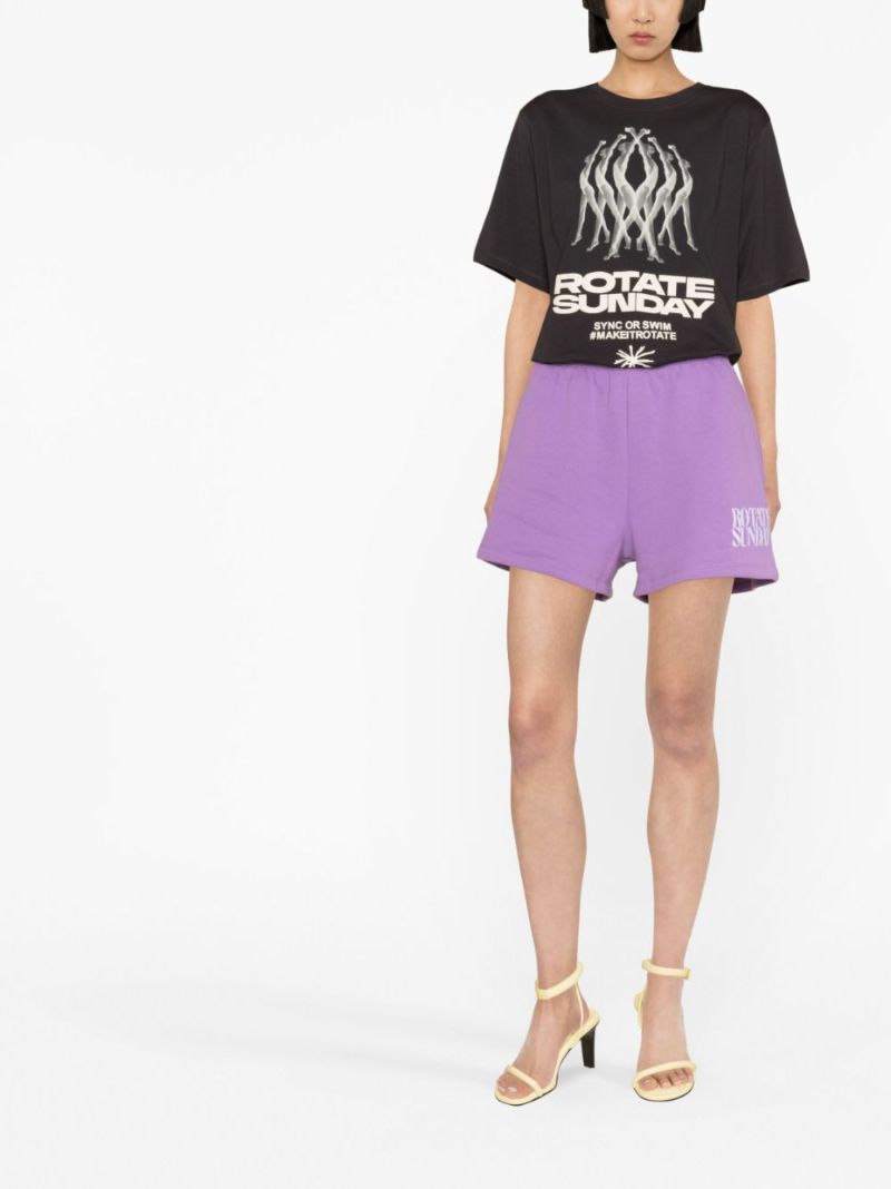 Purple Logo Print Track Shorts
