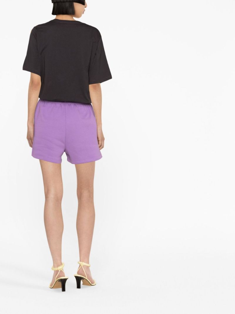 Purple Logo Print Track Shorts