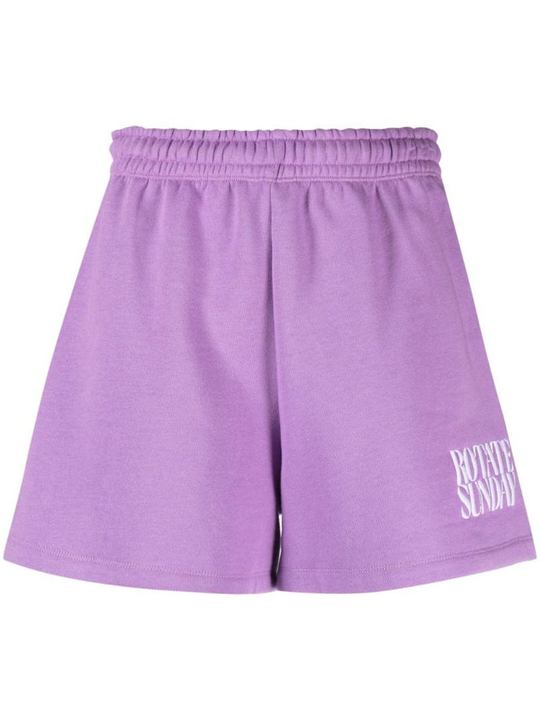 Purple Logo Print Track Shorts