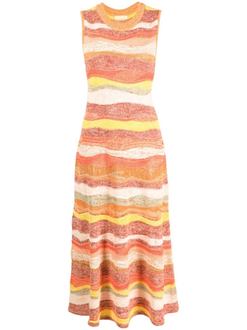 Orange Gaia Striped Midi Dress
