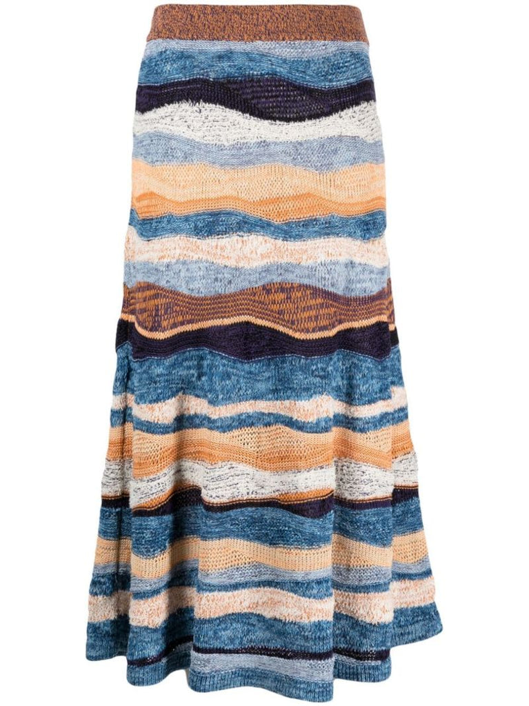 Blue Hattie Striped Knit Skirt