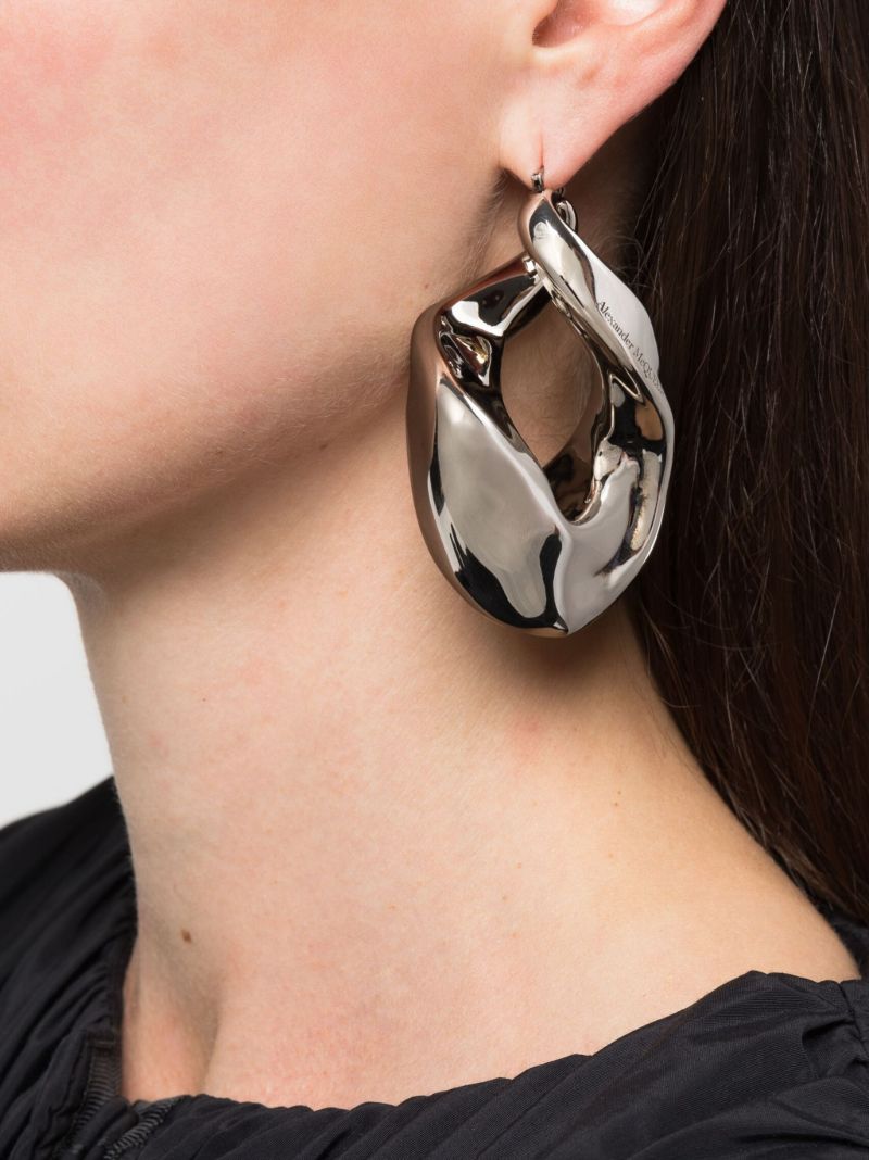 Silver-tone Twisted Hoop Earrings