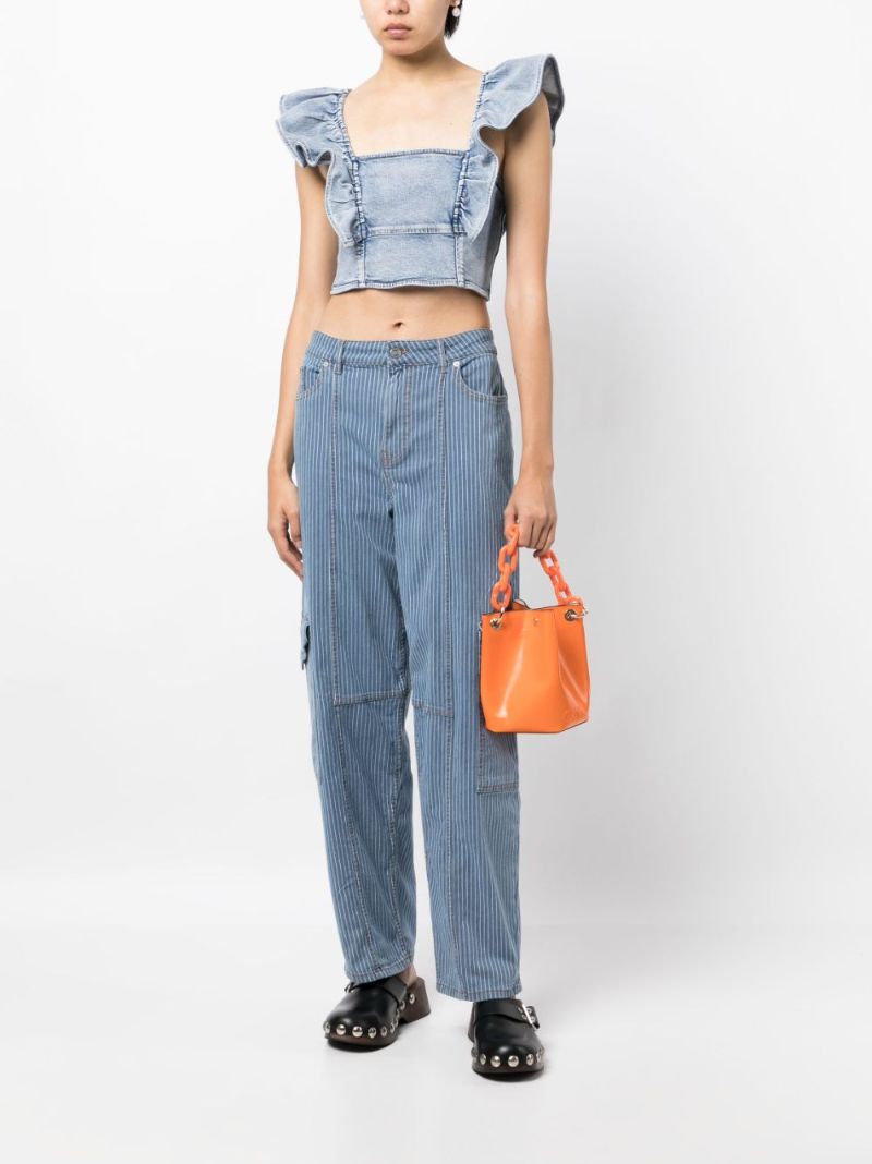 Blue Striped Tapered Jeans