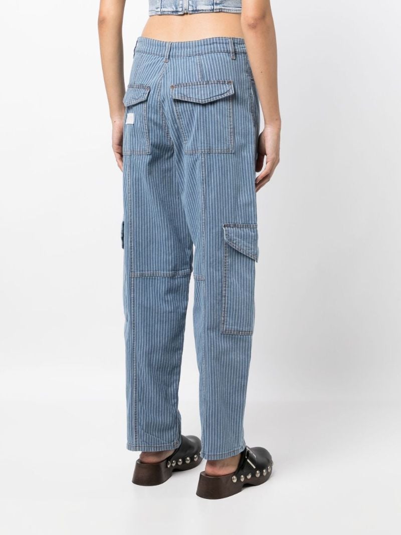 Blue Striped Tapered Jeans