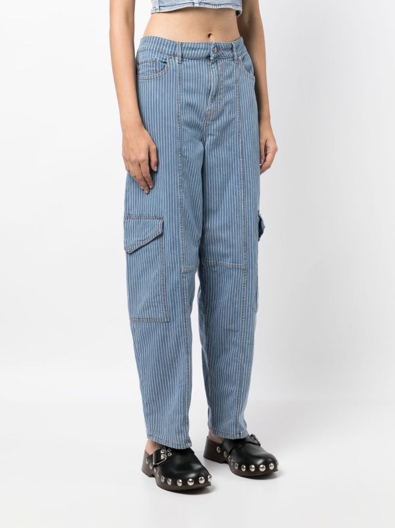 Blue Striped Tapered Jeans
