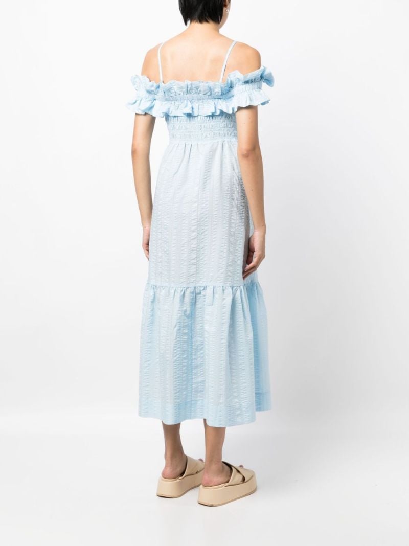 Blue Ruffled Midi Dress