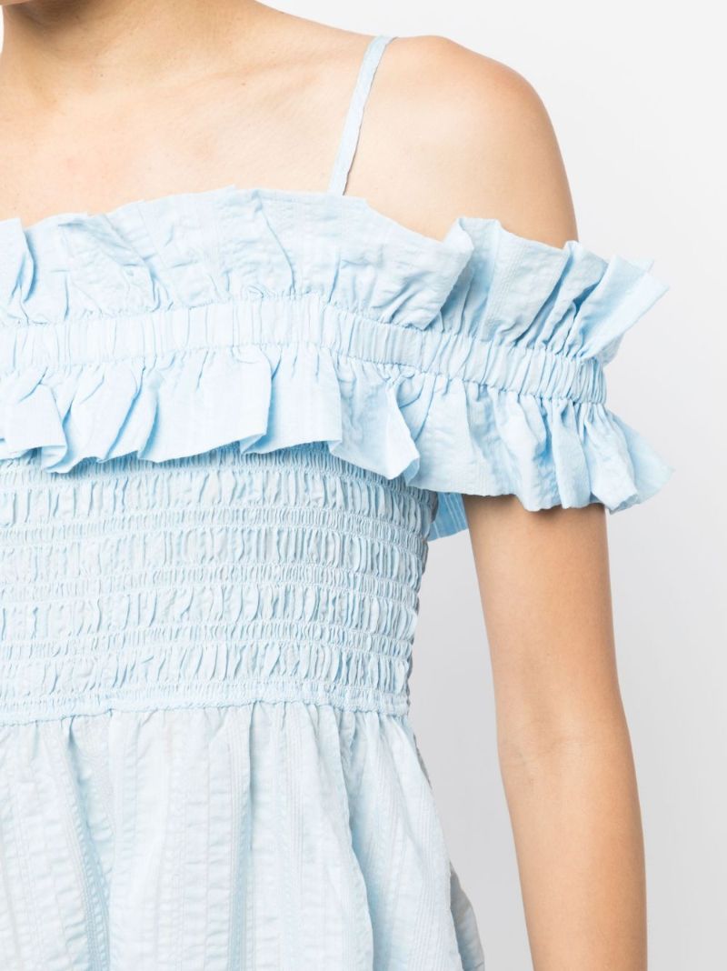 Blue Ruffled Midi Dress