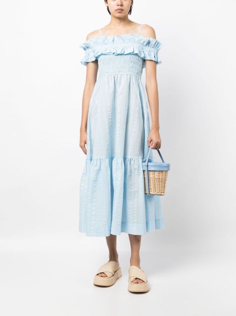 Blue Ruffled Midi Dress