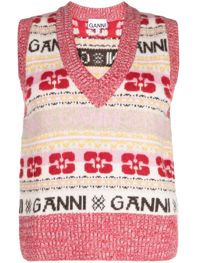 Pink Logo Intarsia Knitted Vest
