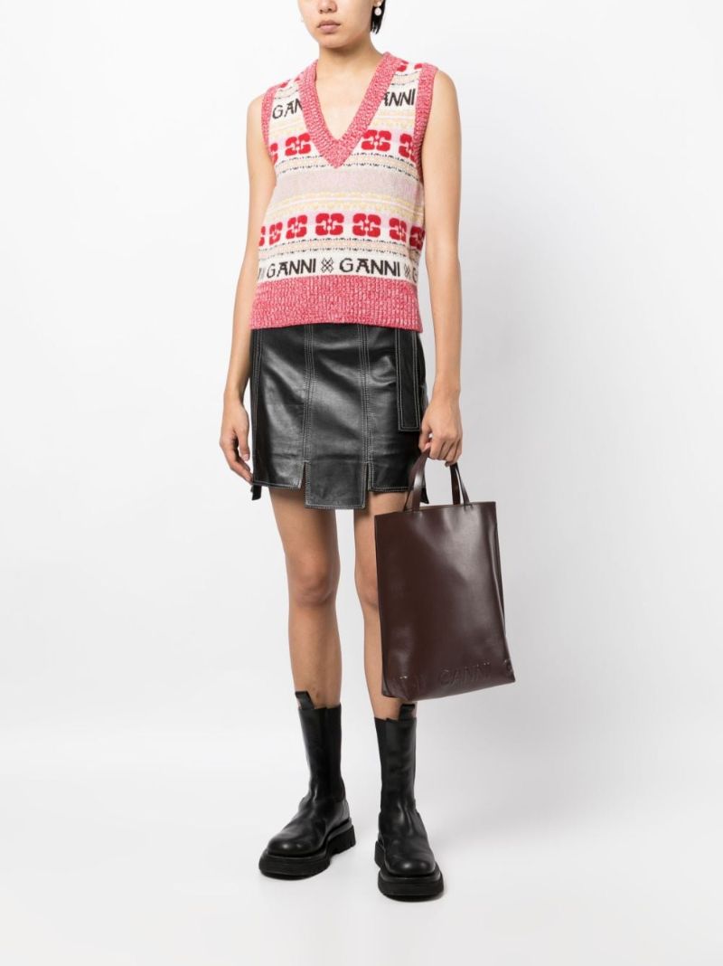 Pink Logo Intarsia Knitted Vest