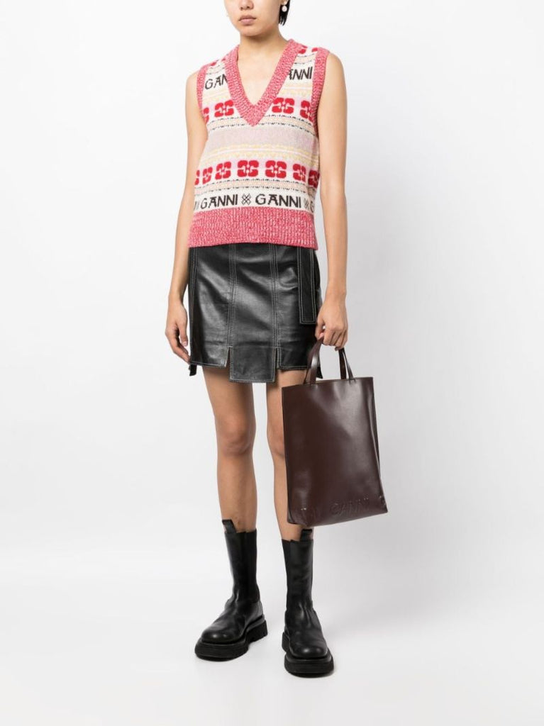 Pink Logo Intarsia Knitted Vest