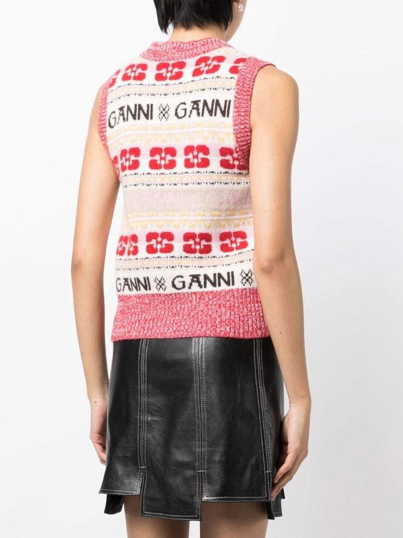 Pink Logo Intarsia Knitted Vest