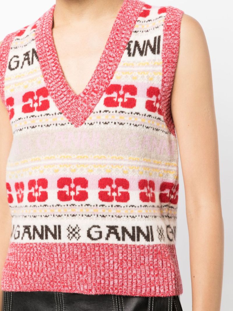Pink Logo Intarsia Knitted Vest