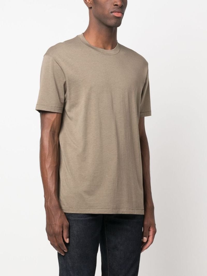 Brown Crew-neck Lyocell T-shirt