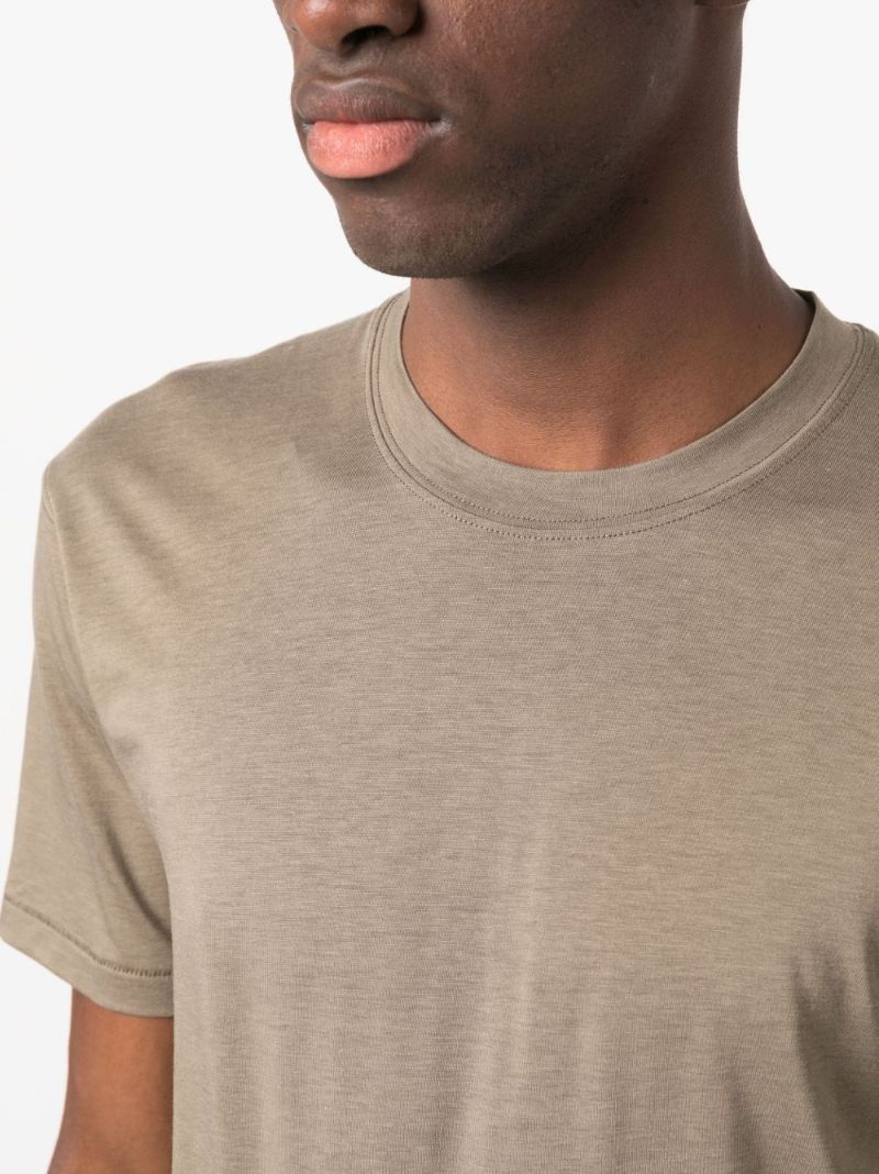 Brown Crew-neck Lyocell T-shirt
