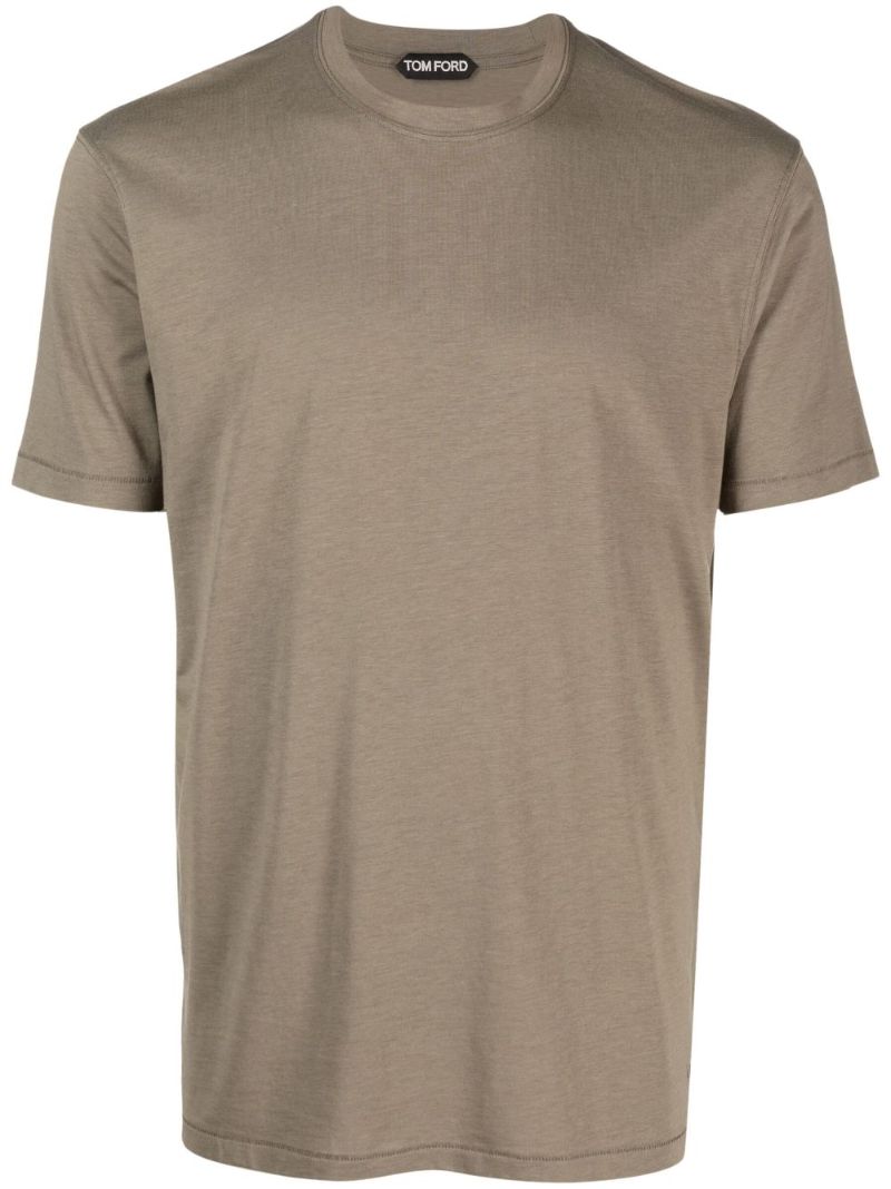 Brown Crew-neck Lyocell T-shirt
