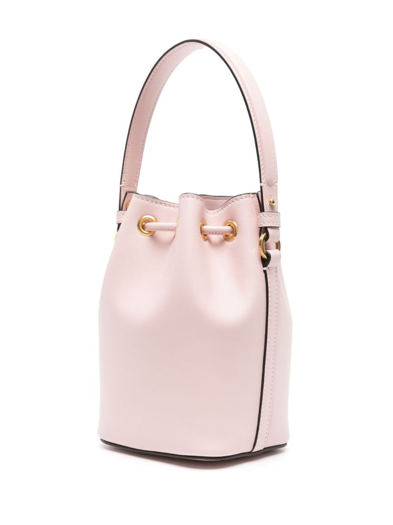 Pink Vlogo Mini Leather Bucket Bag