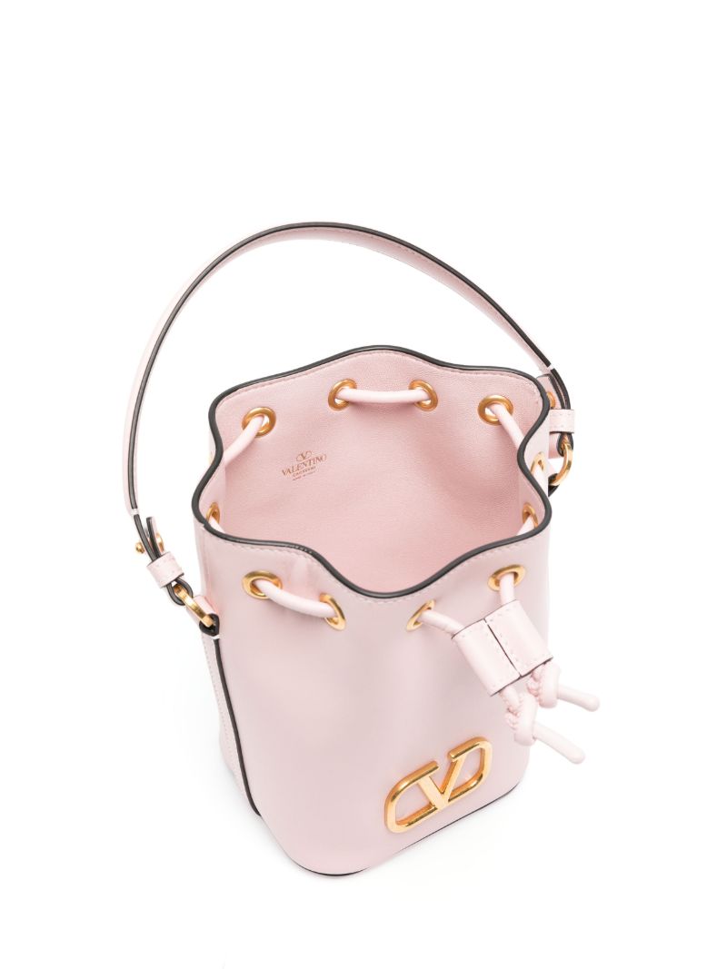 Pink Vlogo Mini Leather Bucket Bag