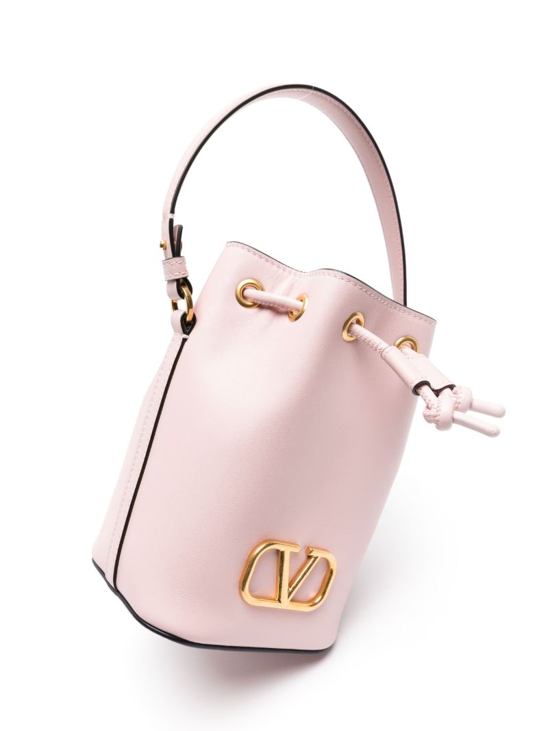 Pink Vlogo Mini Leather Bucket Bag