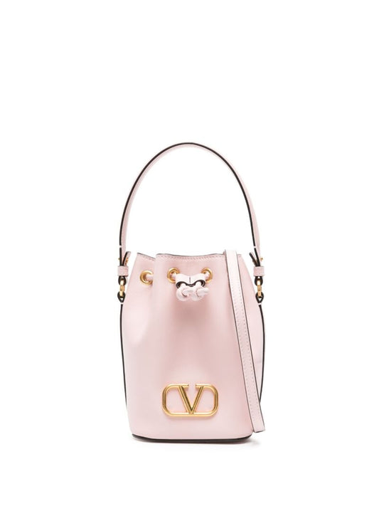 Pink Vlogo Mini Leather Bucket Bag