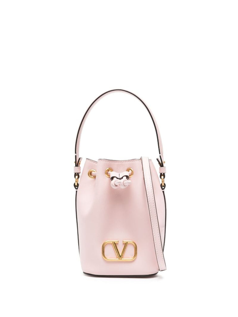 Pink Vlogo Mini Leather Bucket Bag