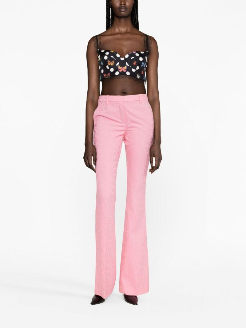 Pink Allover Flared Trousers