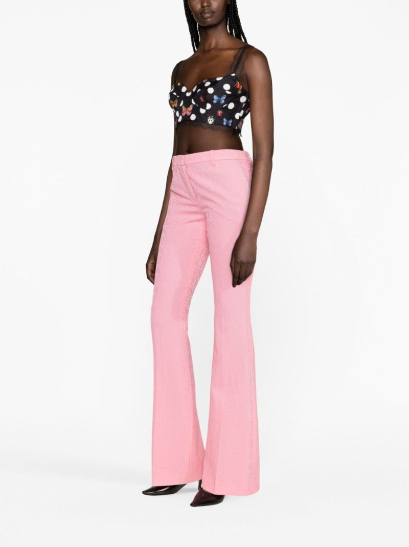 Pink Allover Flared Trousers