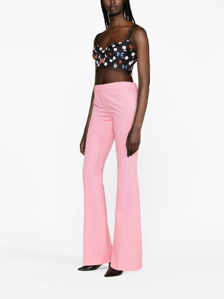 Pink Allover Flared Trousers