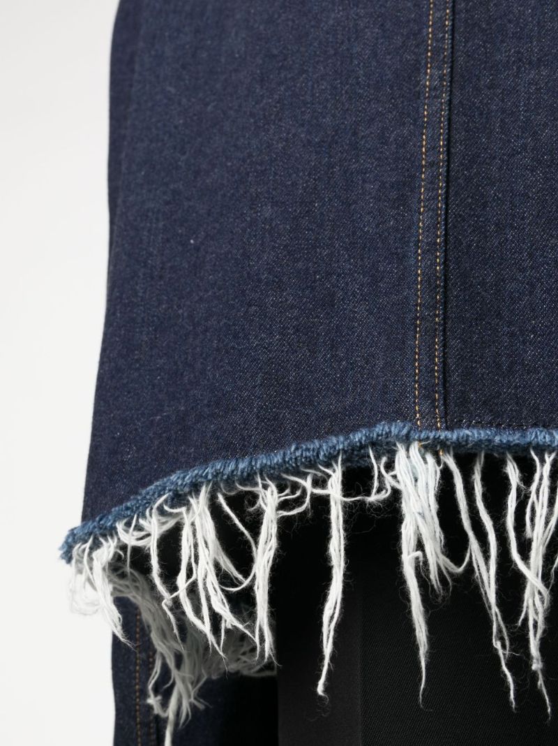 Blue Frayed Hem Denim Jacket