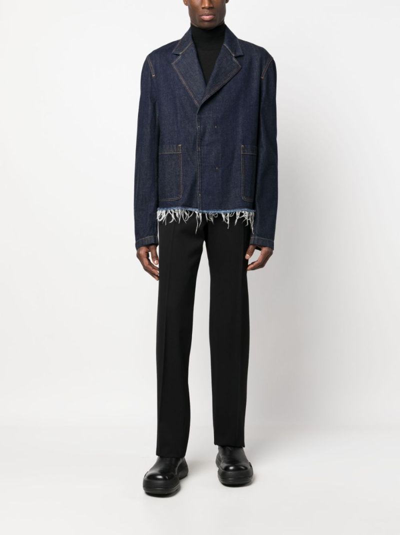 Blue Frayed Hem Denim Jacket